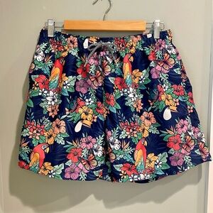 Boardies Apparel Tropical Print Men’s Mesh Lined Hawaiian Swim Trunks-Size Large